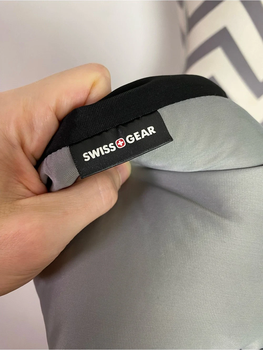 Swiss Gear Neck Pillow Adjustable Strap Black Grey Travel Support